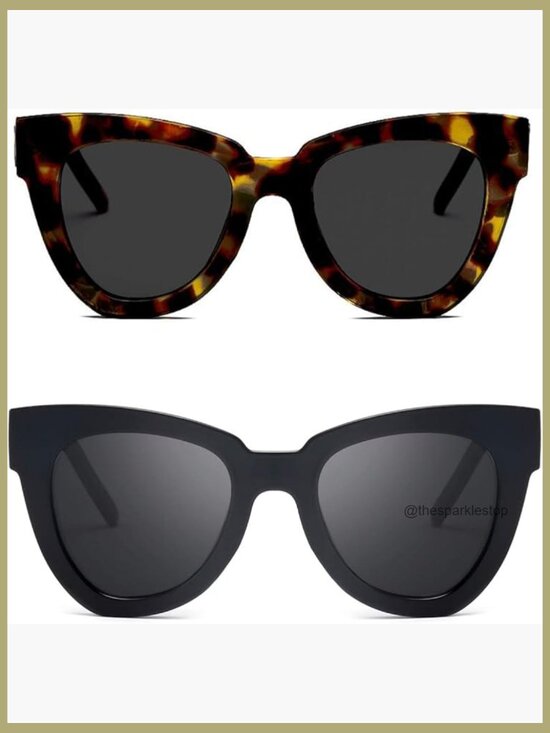 Retro Cat Eye Sunglasses Vintage Square Tortoise Shell Fashion Oversized main image 4